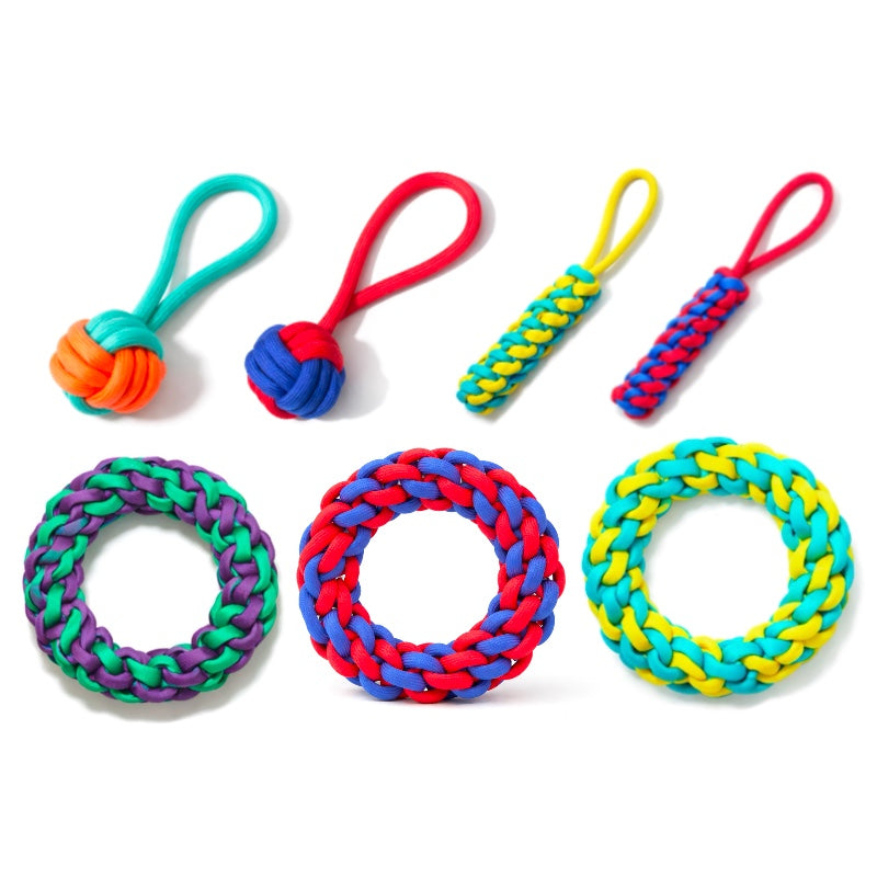 TwistBite Rope Dog Toy/カラフル編み込みデンタルロープトイ