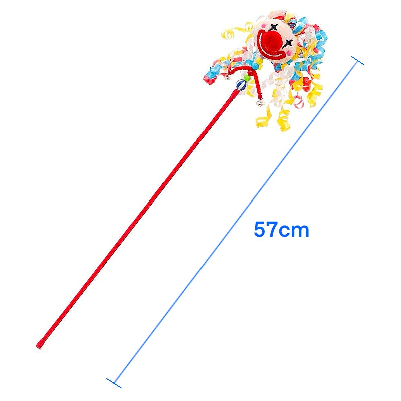 Colorful Clown Ribbon Cat Teaser Wand/カラフルリボンピエロ猫じゃらし
