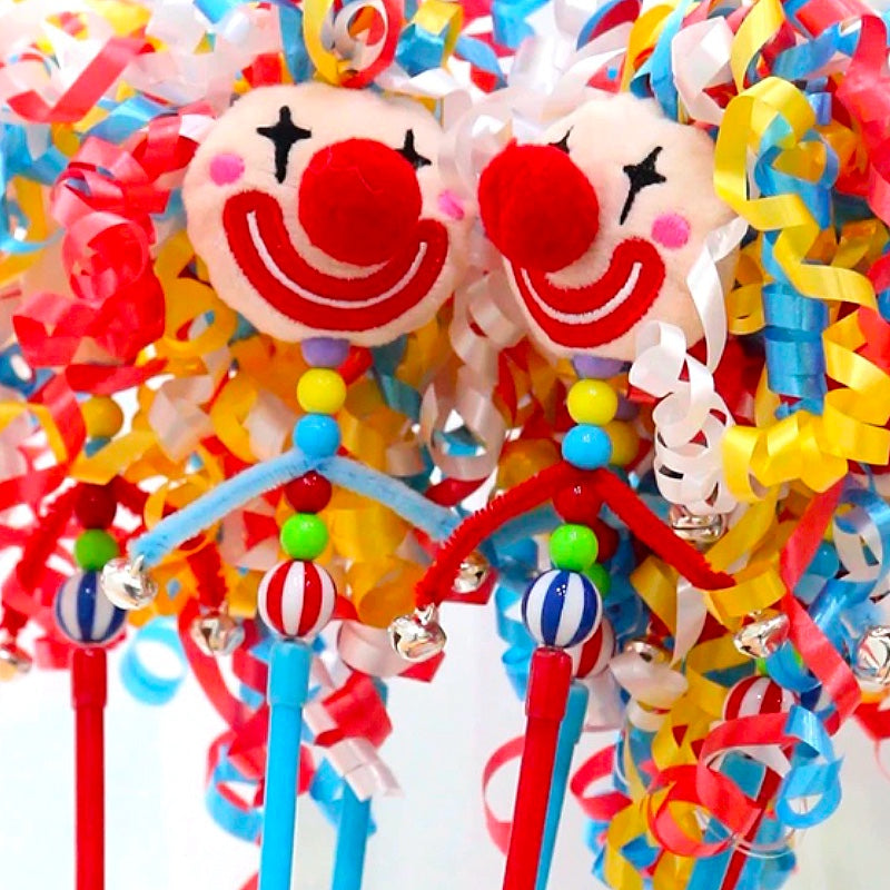 Colorful Clown Ribbon Cat Teaser Wand/カラフルリボンピエロ猫じゃらし