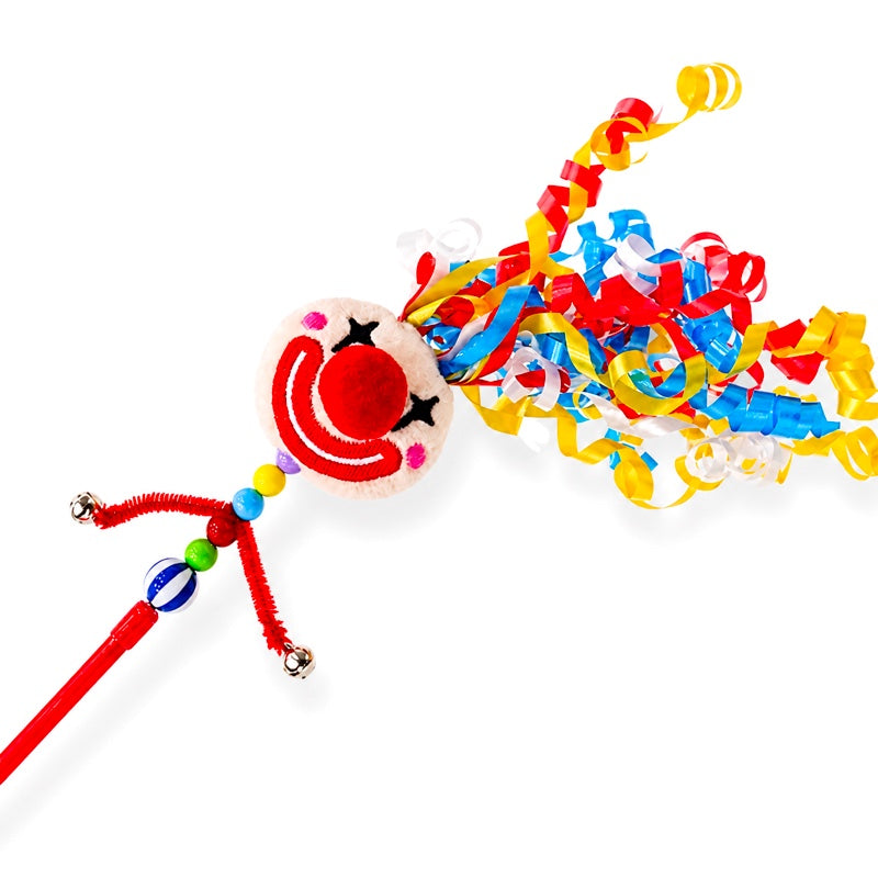 Colorful Clown Ribbon Cat Teaser Wand/カラフルリボンピエロ猫じゃらし