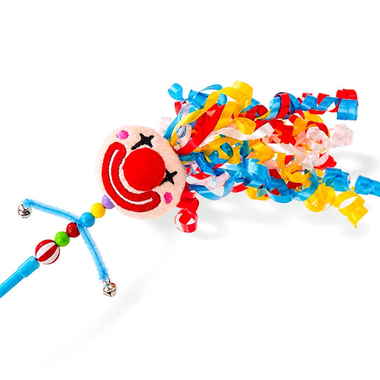 Colorful Clown Ribbon Cat Teaser Wand/カラフルリボンピエロ猫じゃらし