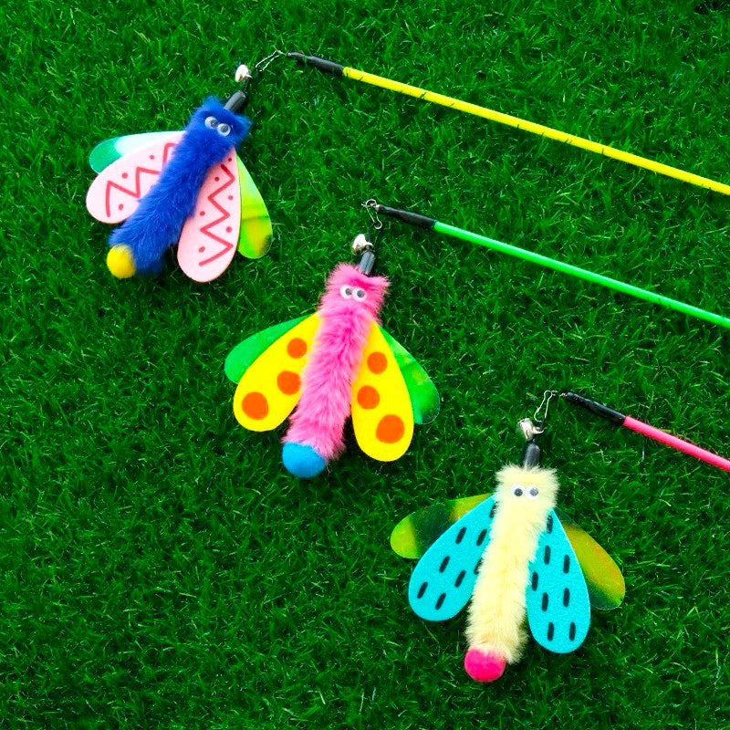 Flying Bug Cat Teaser Wand/カラフル飛虫じゃらし猫じゃらし