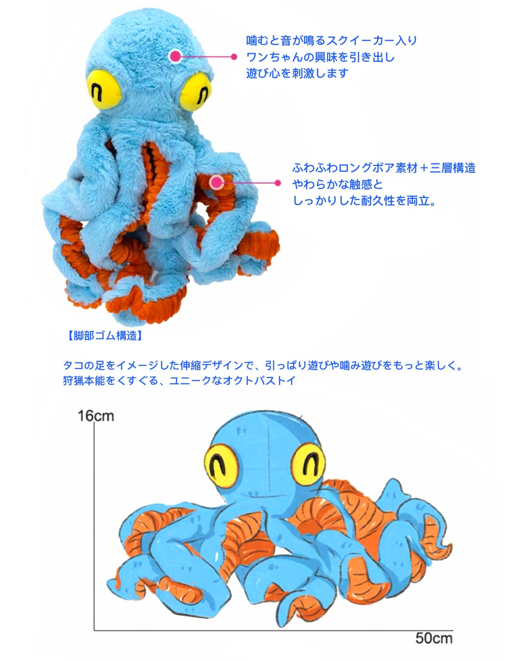 Big Octopus Dog Toy/大章魚モチーフ 発声付きドッグトイ